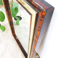 Brass and Marbled Resin Bakelite Style Framed Beveled Mirror