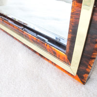 Brass and Marbled Resin Bakelite Style Framed Beveled Mirror