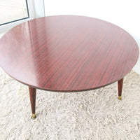 Midcentury Veneer Round Coffee Table with 4 legs