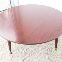 Midcentury Veneer Round Coffee Table with 4 legs