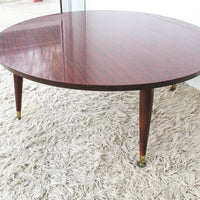 Midcentury Veneer Round Coffee Table with 4 legs