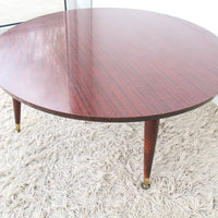 Midcentury Veneer Round Coffee Table with 4 legs