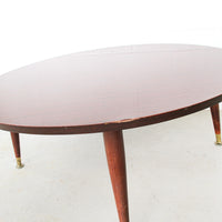 Midcentury Veneer Round Coffee Table with 4 legs