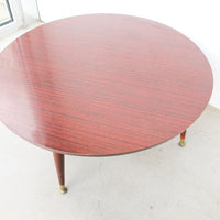 Midcentury Veneer Round Coffee Table with 4 legs