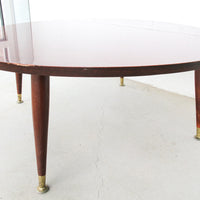 Midcentury Veneer Round Coffee Table with 4 legs