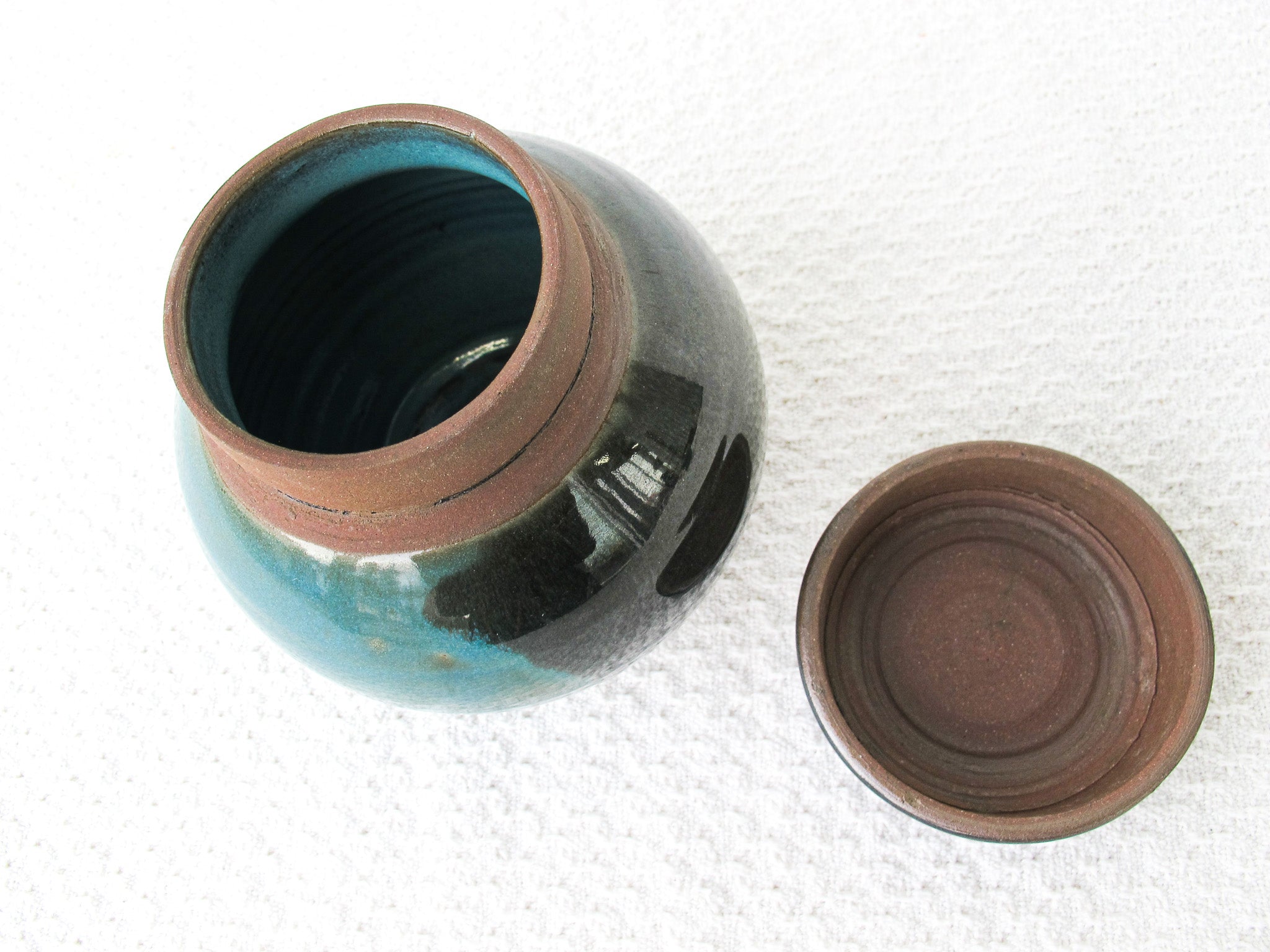 Blue Swirl Pottery ceramic ginger jar Canister with Lid Portland Revibe