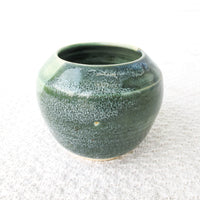 Vintage Studio Pottery Green and Cream Swirl Glaze