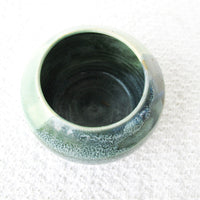 Vintage Studio Pottery Green and Cream Swirl Glaze