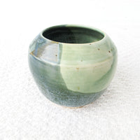 Vintage Studio Pottery Green and Cream Swirl Glaze