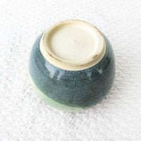 Vintage Studio Pottery Green and Cream Swirl Glaze