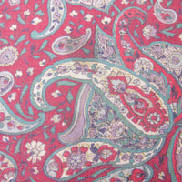 Spindle Wood Stool with Paisly Upholstery