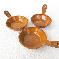 3 Ceramic Serving Dishes with Handles - Orange/Brown