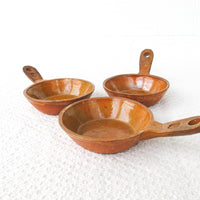 3 Ceramic Serving Dishes with Handles - Orange/Brown