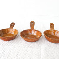 3 Ceramic Serving Dishes with Handles - Orange/Brown