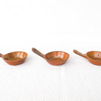 3 Ceramic Serving Dishes with Handles - Orange/Brown