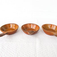 3 Ceramic Serving Dishes with Handles - Orange/Brown