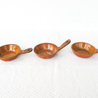 3 Ceramic Serving Dishes with Handles - Orange/Brown