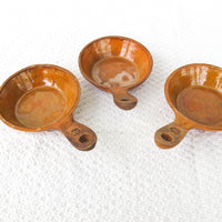 3 Ceramic Serving Dishes with Handles - Orange/Brown
