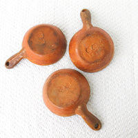 3 Ceramic Serving Dishes with Handles - Orange/Brown