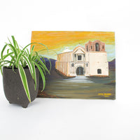 Vintage Architectural Pueblo Landscape Painting