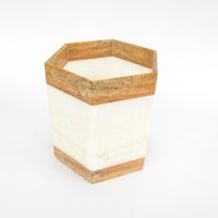 Pink and White Onxy Hexagon Stone Pot Made in Mexico