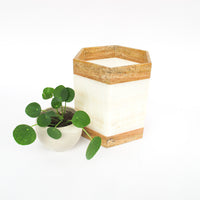 Pink and White Onxy Hexagon Stone Pot Made in Mexico