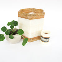 Pink and White Onxy Hexagon Stone Pot Made in Mexico