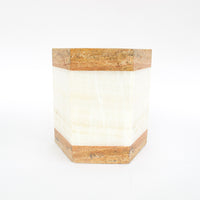 Pink and White Onxy Hexagon Stone Pot Made in Mexico