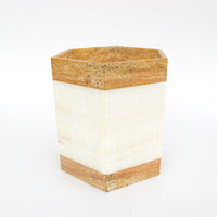 Pink and White Onxy Hexagon Stone Pot Made in Mexico