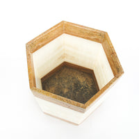 Pink and White Onxy Hexagon Stone Pot Made in Mexico