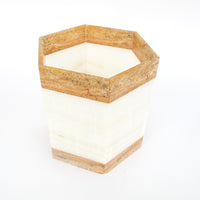 Pink and White Onxy Hexagon Stone Pot Made in Mexico