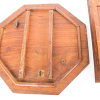Carved Wood Hexagon Side Tables with Inlay and Fold Down Base Made in India (2 Available and Sold Individually)