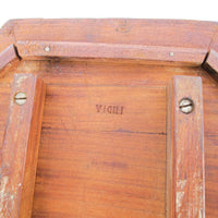 Carved Wood Hexagon Side Tables with Inlay and Fold Down Base Made in India (2 Available and Sold Individually)