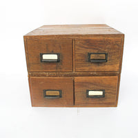Four Drawer Wood Index Cabinet Card Catalog