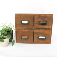 Four Drawer Wood Index Cabinet Card Catalog