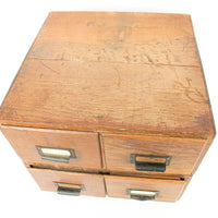 Four Drawer Wood Index Cabinet Card Catalog