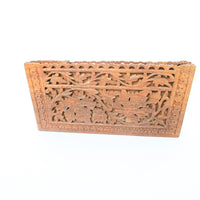 Teak Rosewood Indian Carved Folding Box Organizer