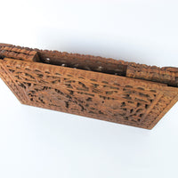 Teak Rosewood Indian Carved Folding Box Organizer