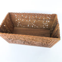 Teak Rosewood Indian Carved Folding Box Organizer
