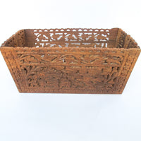 Teak Rosewood Indian Carved Folding Box Organizer