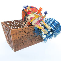 Teak Rosewood Indian Carved Folding Box Organizer