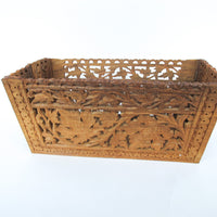 Teak Rosewood Indian Carved Folding Box Organizer