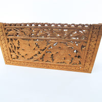 Teak Rosewood Indian Carved Folding Box Organizer
