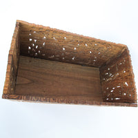 Teak Rosewood Indian Carved Folding Box Organizer