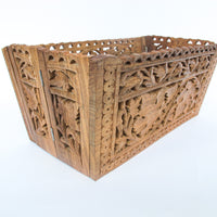 Teak Rosewood Indian Carved Folding Box Organizer