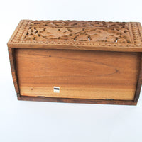 Teak Rosewood Indian Carved Folding Box Organizer