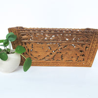 Teak Rosewood Indian Carved Folding Box Organizer