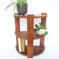 3 Tier Half Moon Arts and Crafts Wood Side Table Shelf
