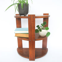 3 Tier Half Moon Arts and Crafts Wood Side Table Shelf