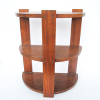 3 Tier Half Moon Arts and Crafts Wood Side Table Shelf